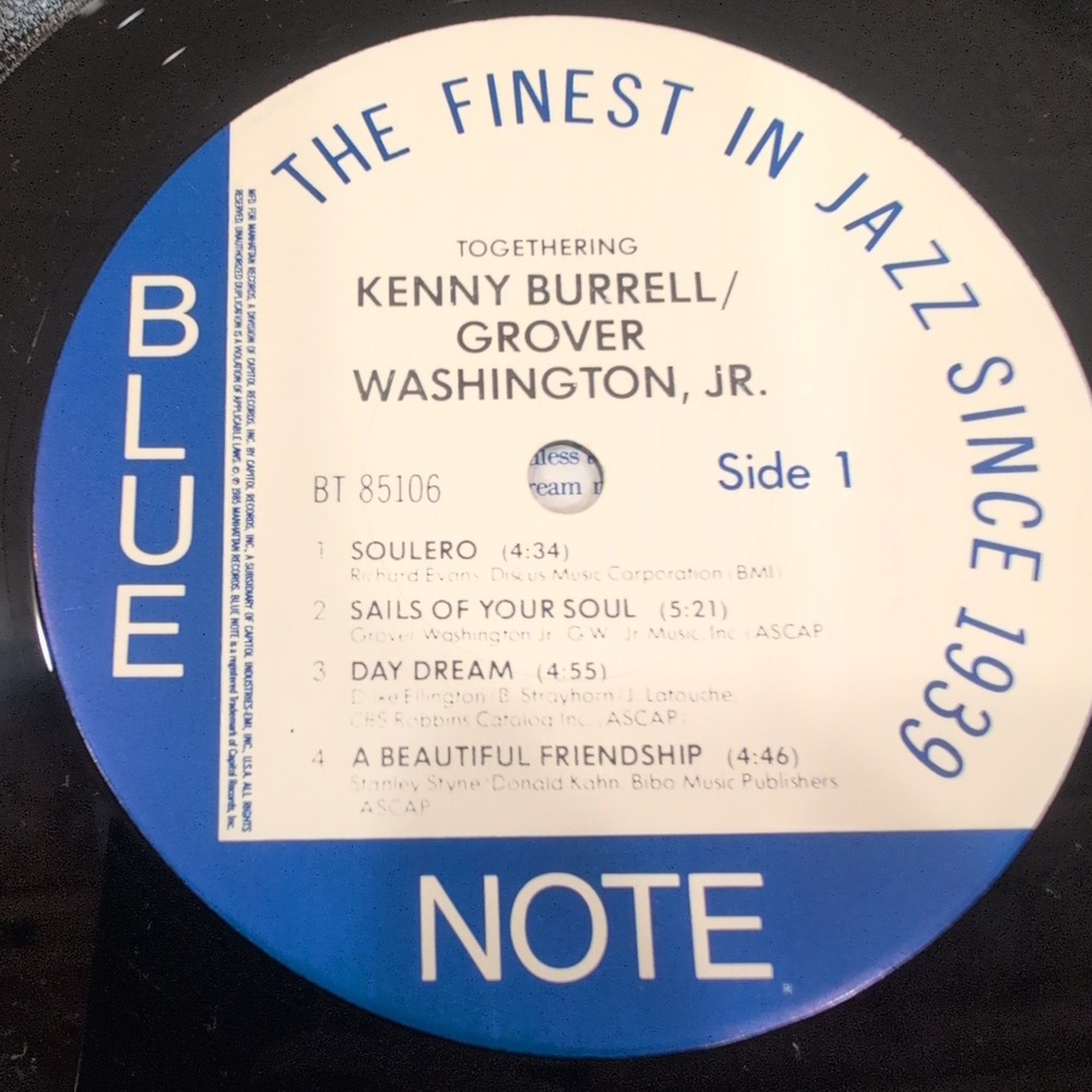 Kenny Burrell Grover Washington Jr Togethering Vinyl LP Blue Note BT 85106 1985 - Picture 7 of 7